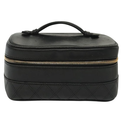 Chanel Vanity pouch Leather, BLACK, LEATHER, Toiletry Case