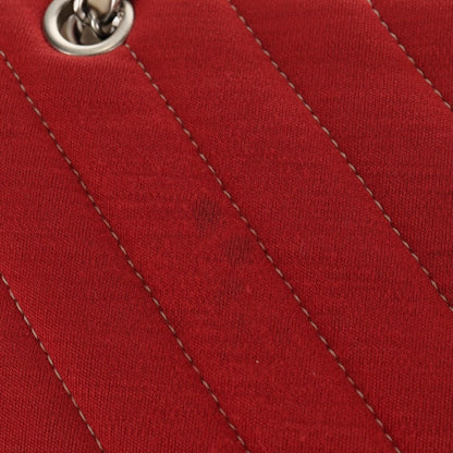 Chanel Leo Lion Flap Bag Chevron Jersey, RED, COTTON, Shoulder bag