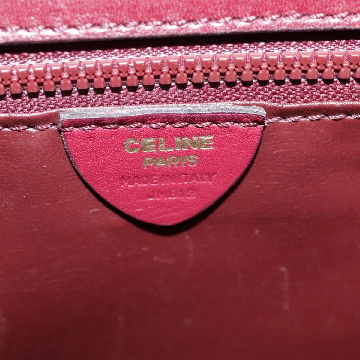 Celine Circle logo Leather, BURGUNDY, LEATHER, Shoulder bag