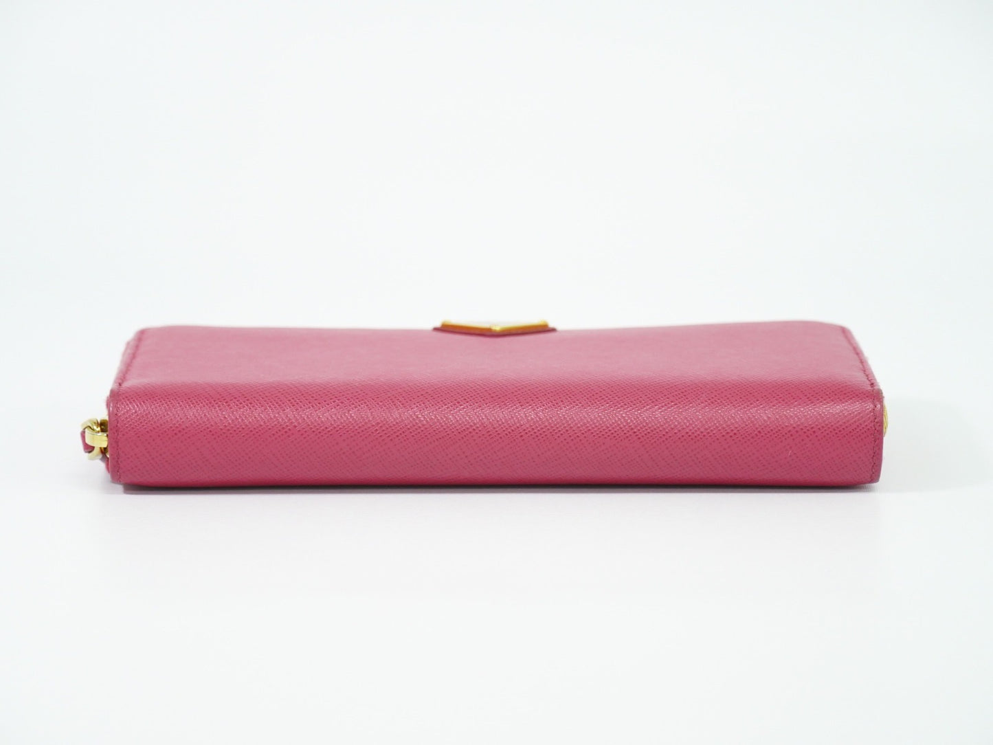 Prada Zip Around Tab Wallet Saffiano Leather, PINK, LEATHER, Wallets