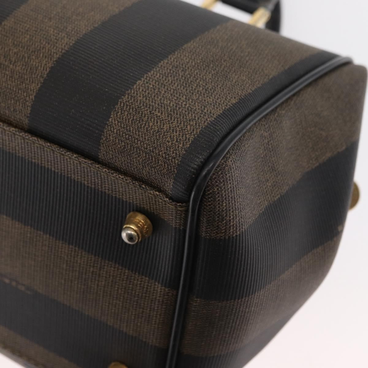 Fendi Vintage Pequin Convertible Boston Bag Coated Canvas, BROWN, CANVAS, Travel bag