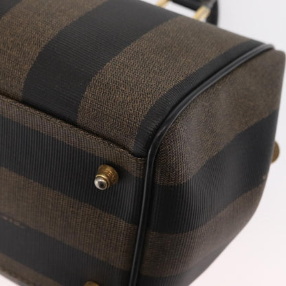 Fendi Vintage Pequin Convertible Boston Bag Coated Canvas, BROWN, CANVAS, Travel bag