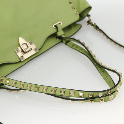 Valentino Garavani Rockstud Tote Textured Leather, GREEN, LEATHER, Tote bag