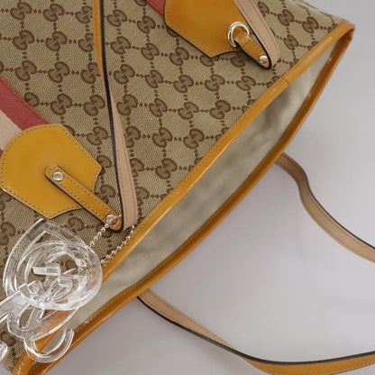 Gucci Sherry Line Tote Canvas, BEIGE, CANVAS, Tote bag