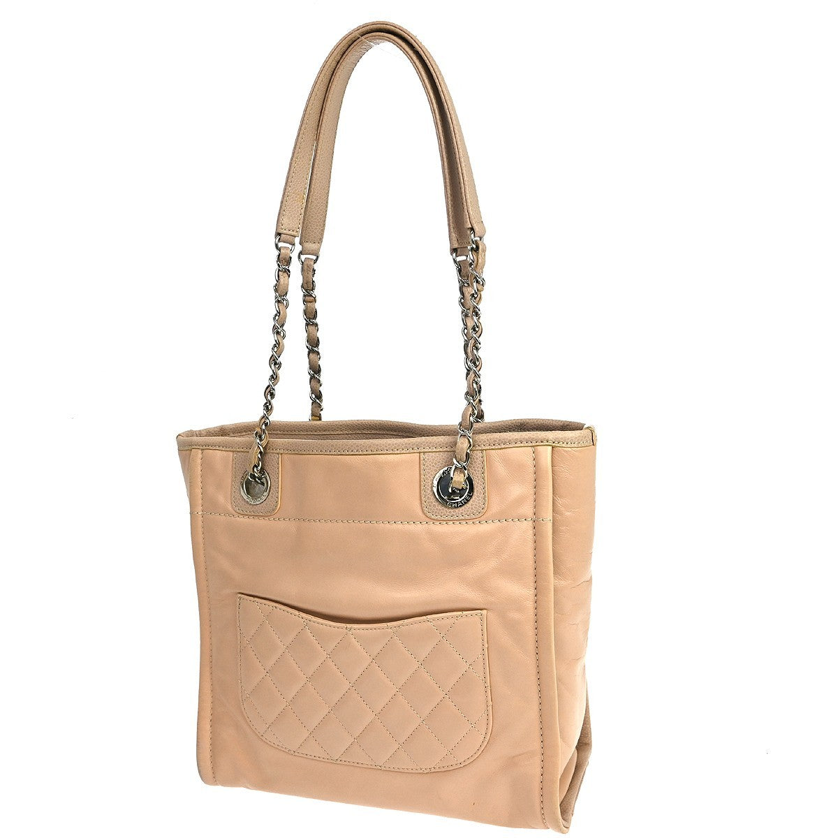 Chanel North South Deauville Tote Leather, Pink, Leather, Tote Bag