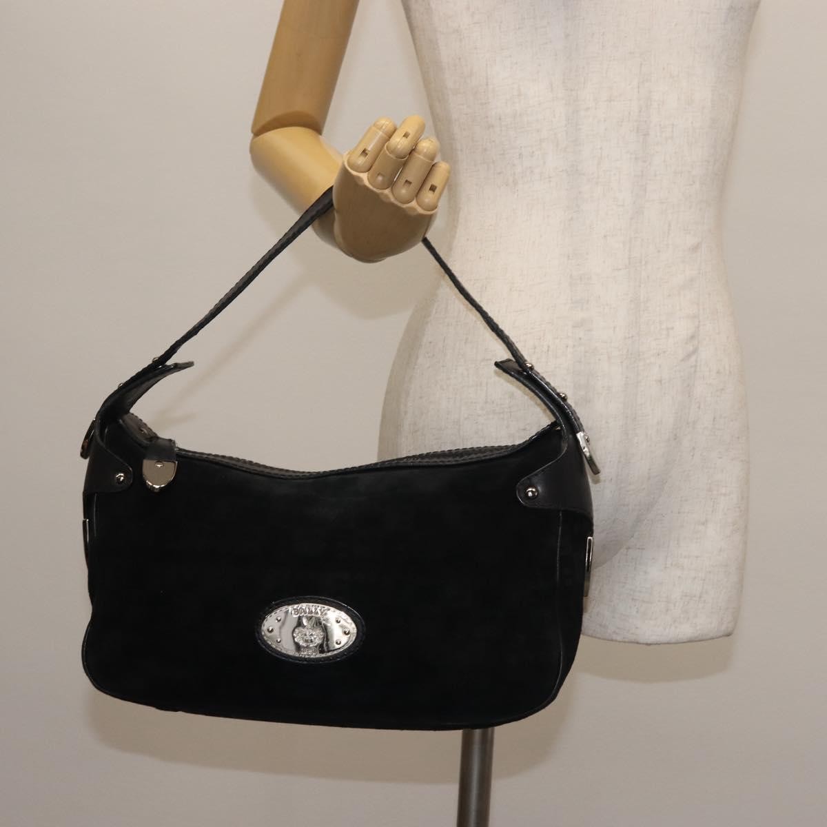 Bally Vintage Shoulder Bag Suede, BLACK, SUEDE, Shoulder bag