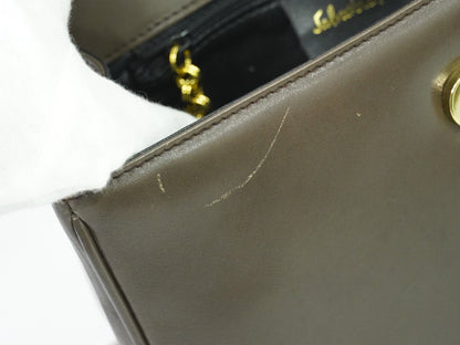Salvatore Ferragamo Gancini Shoulder Bag Leather, BROWN, LEATHER, Shoulder bag