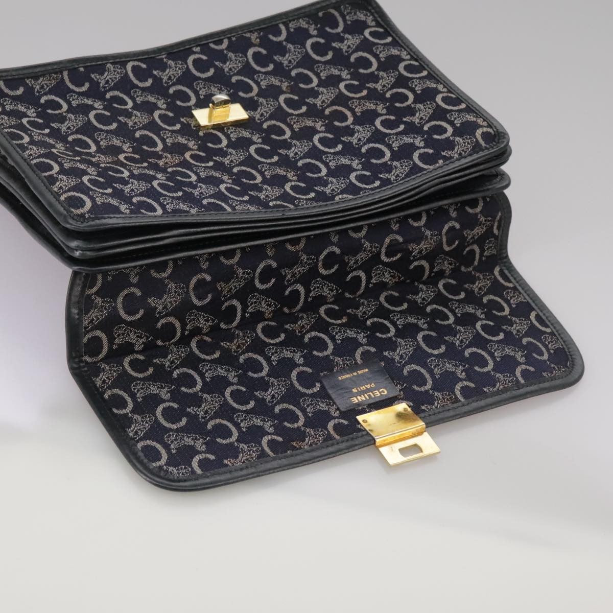 Celine C Sulky Handbag Canvas, NAVY, CANVAS, Handbag