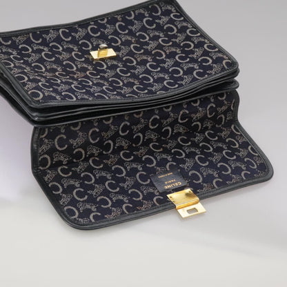 Celine C Sulky Handbag Canvas, NAVY, CANVAS, Handbag