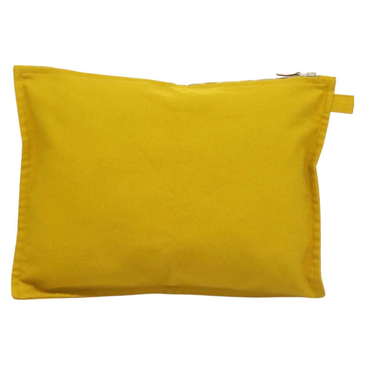 Hermes Bora Bora Pouch Toile, YELLOW, CANVAS, Clutche & pouche