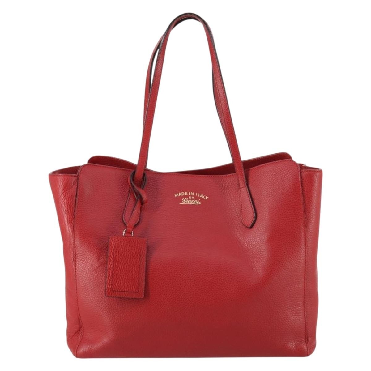 Gucci Swing Tote Leather, RED, LEATHER, Tote bag