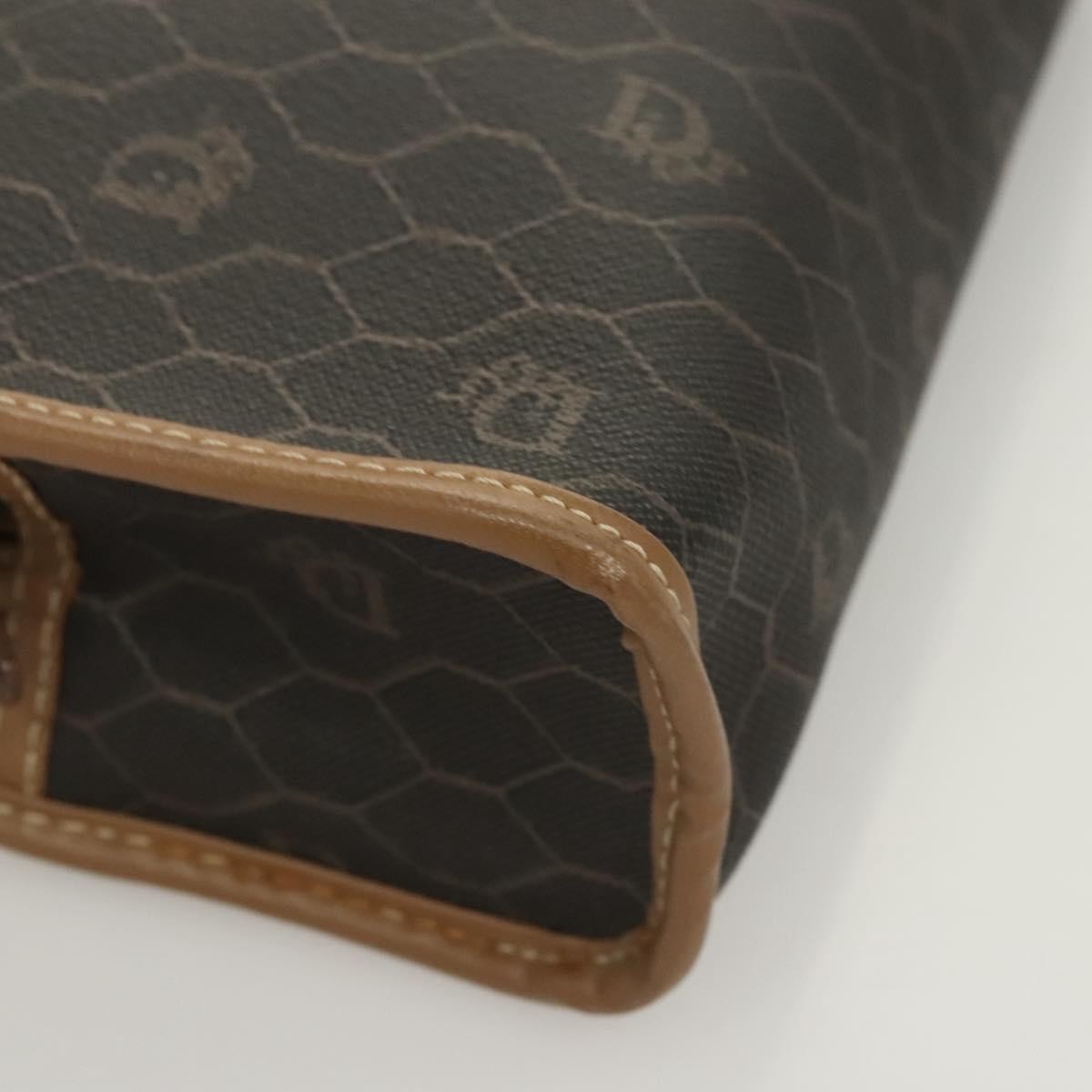 Christian Dior Vintage Honeycomb Zip Pouch Coated Canvas, BLACK, PVC,CANVAS, Clutche & pouche