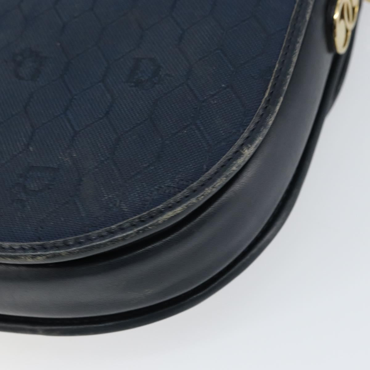 Christian Dior Vintage Honeycomb Shoulder Bag Canvas, NAVY, CANVAS, Shoulder bag