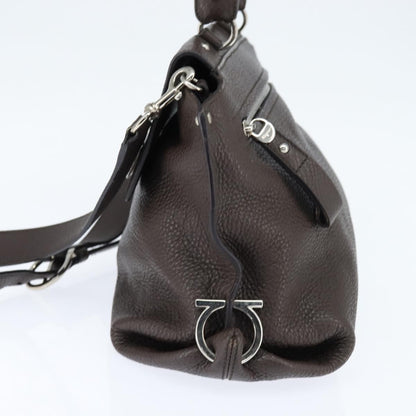 Salvatore Ferragamo Gancini handbag Leather, BROWN, LEATHER, Handbag