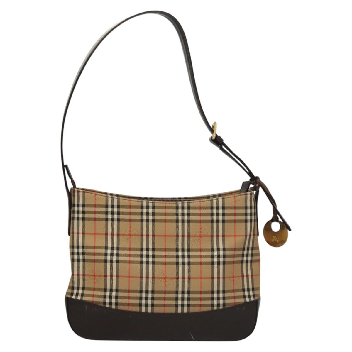 Burberry Shoulder Bag Nova Check Canvas, BEIGE, CANVAS, Shoulder bag