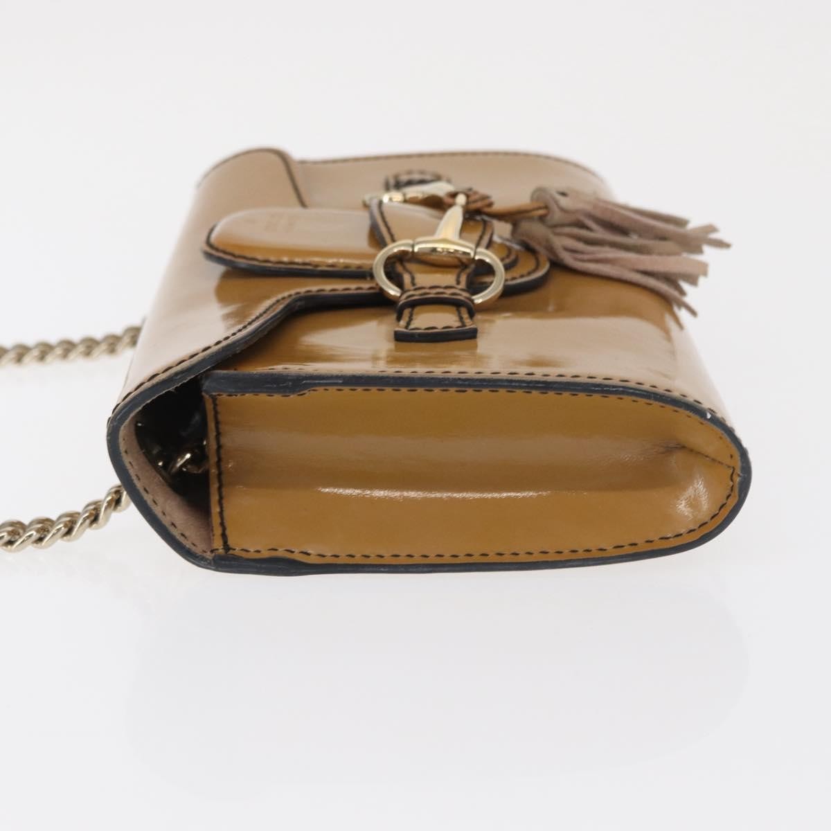 Gucci Emily Chain Flap Bag Patent, BEIGE, PATENT_LEATHER, Shoulder bag