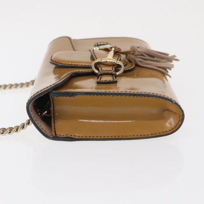 Gucci Emily Chain Flap Bag Patent, BEIGE, PATENT_LEATHER, Shoulder bag