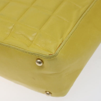 Chanel Chocolate Bar CC Shoulder Bag Quilted Leather, YELLOW, LEATHER, Shoulder bag