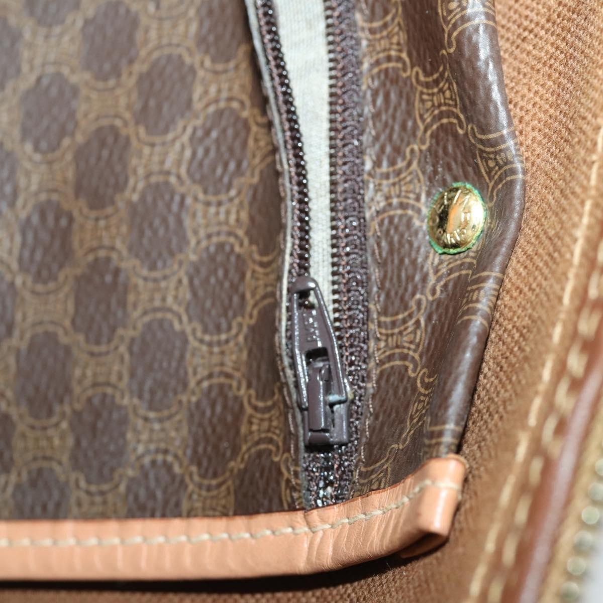 Celine Vintage Macadam Boston bag Canvas and Leather, BROWN, CANVAS, Travel bag
