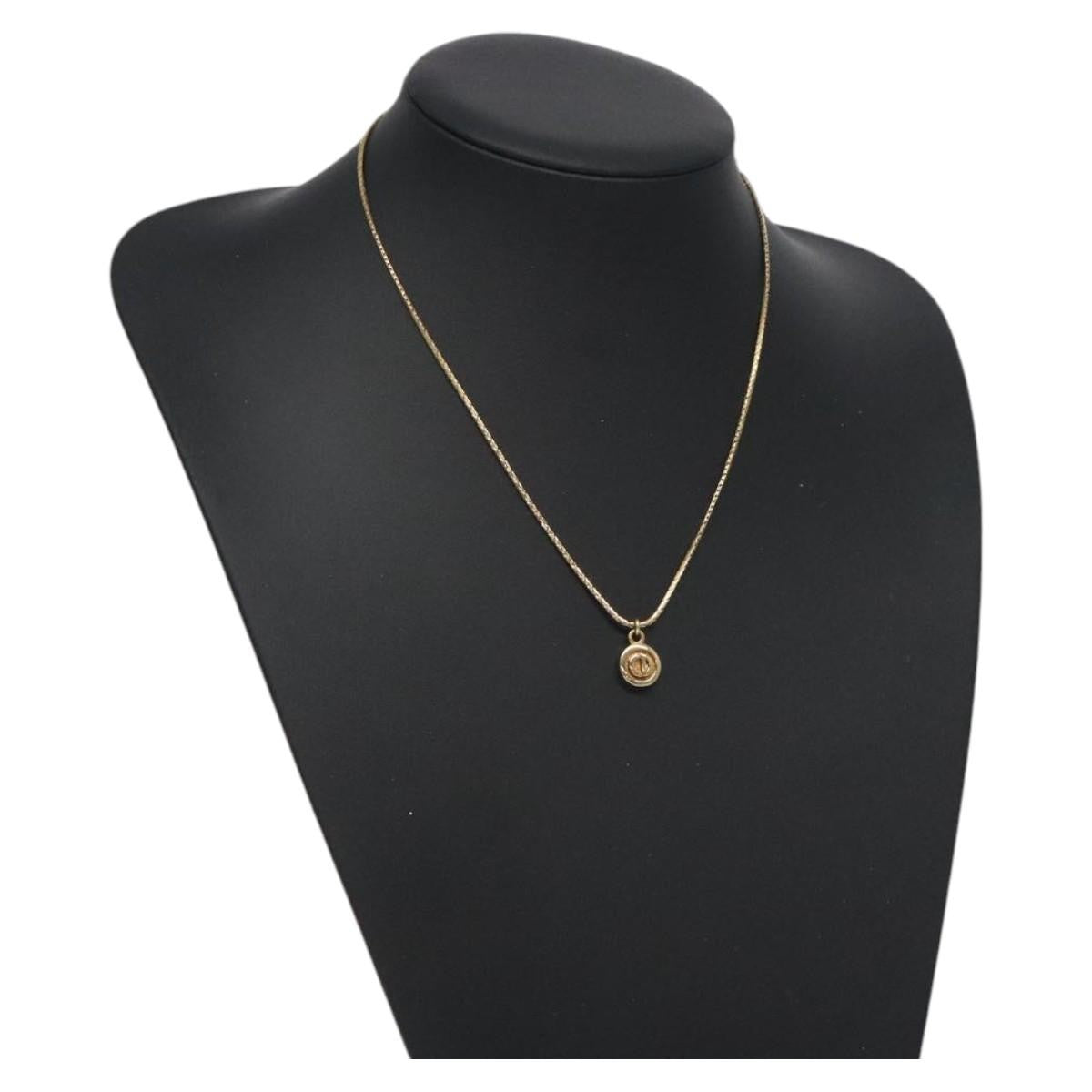 Christian Dior CD Round Pendant Necklace Metal, GOLD, METAL, Necklace