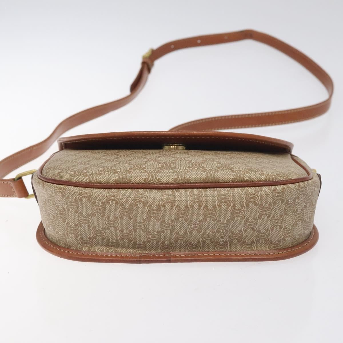 Celine Vintage Macadam Shoulder Bag Canvas, BEIGE, PVC, Shoulder bag