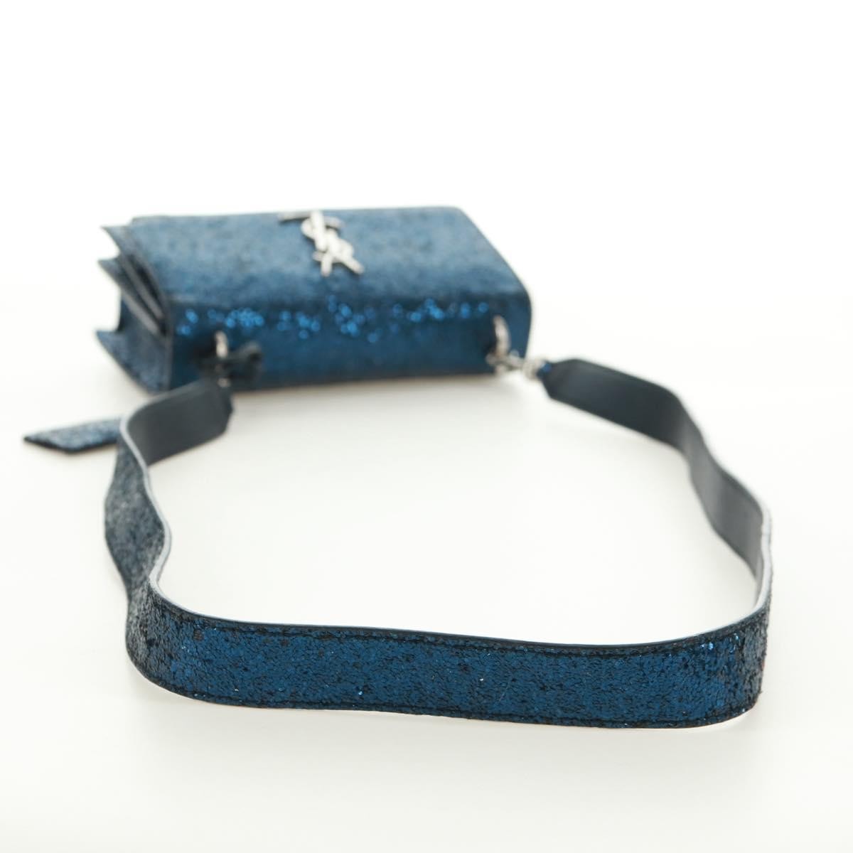 Saint Laurent Sunset Satchel Glitter, BLUE, LEATHER, Shoulder bag