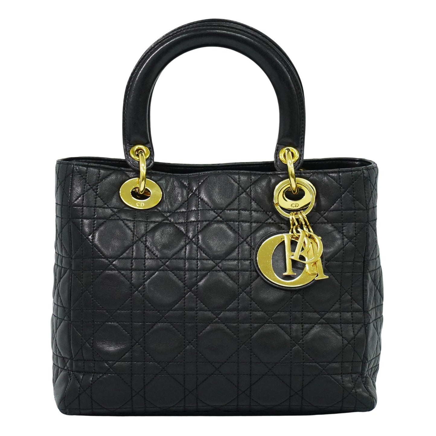 Christian Dior Lady cannage Matelassé, BLACK, LEATHER, Handbag