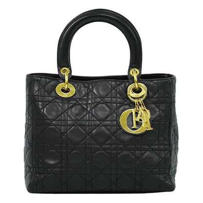 Christian Dior Lady cannage Matelassé, BLACK, LEATHER, Handbag