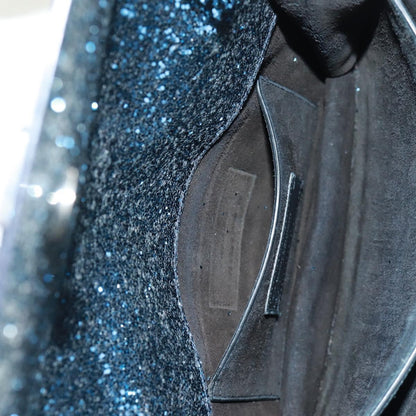 Saint Laurent Sunset Satchel Glitter, BLUE, LEATHER, Shoulder bag