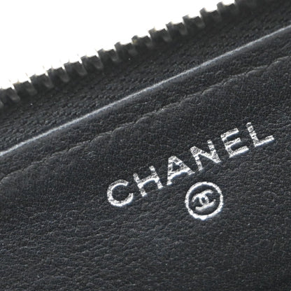 Chanel CC Charm Zip Around Wallet Quilted Lambskin, Black, Leather, Wallet