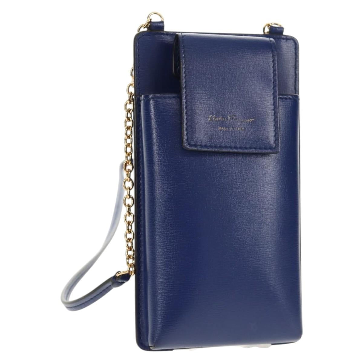 Salvatore Ferragamo Vintage Vara Crossbody Bag Nylon, BLUE, LEATHER, Clutche & pouche