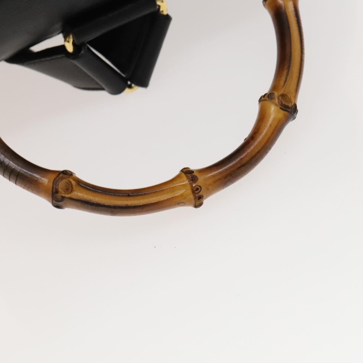 Gucci Vintage Bamboo Backpack Leather, Black, Leather, Backpack