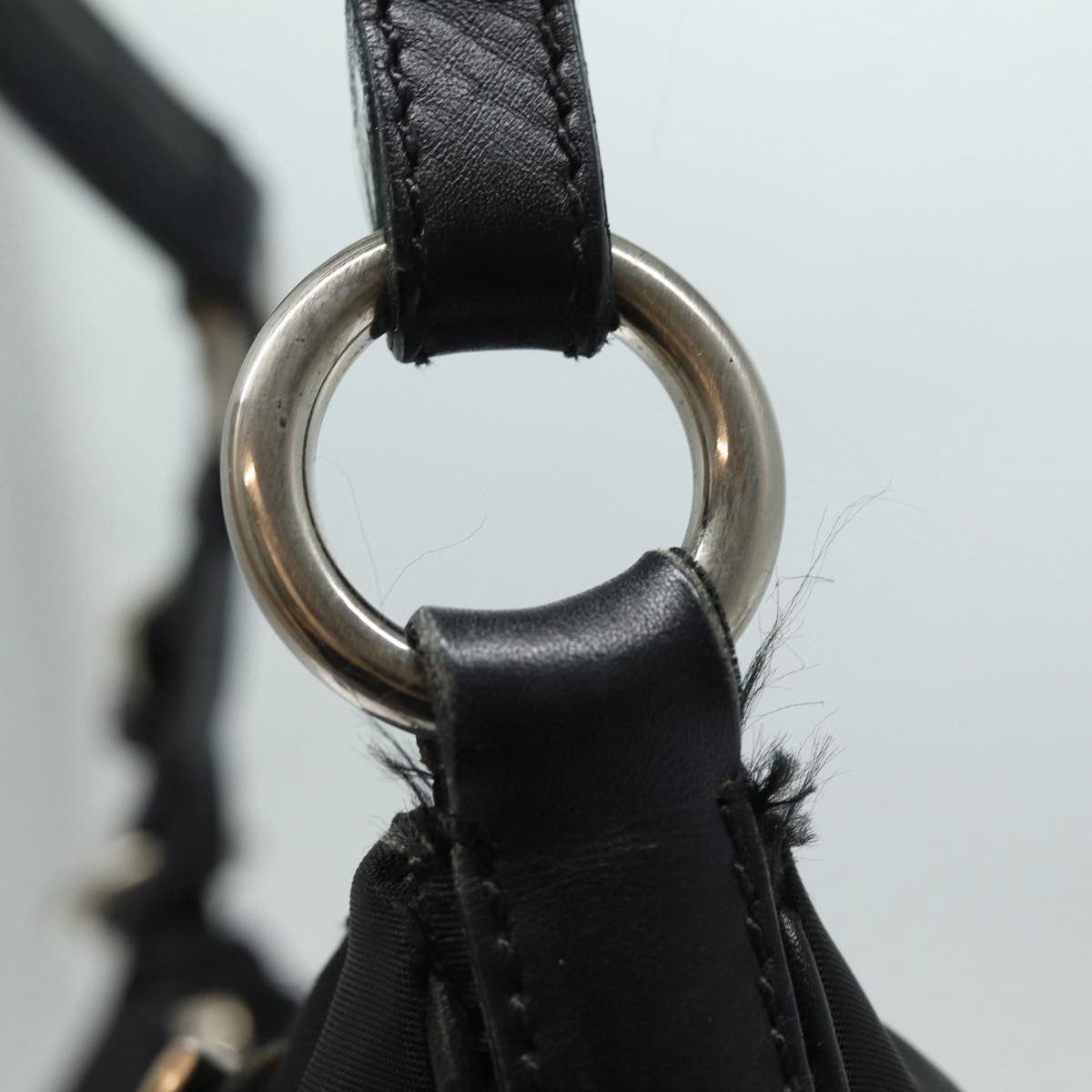 Prada Zip Hobo Tessuto with Leather, BLACK, NYLON, Shoulder bag