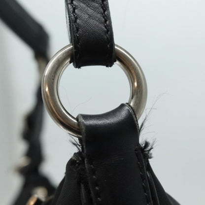 Prada Zip Hobo Tessuto with Leather, BLACK, NYLON, Shoulder bag