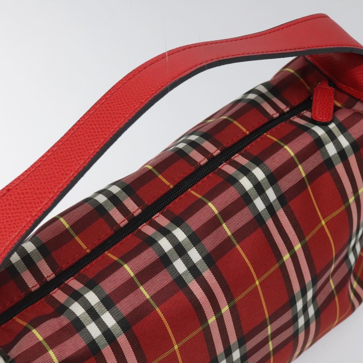 Burberry Nova Check Handbag Leather and Nylon, Red, Nylon, Handbag