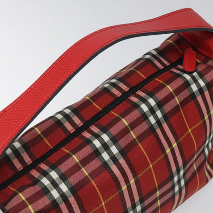 Burberry Nova Check Handbag Leather and Nylon, Red, Nylon, Handbag