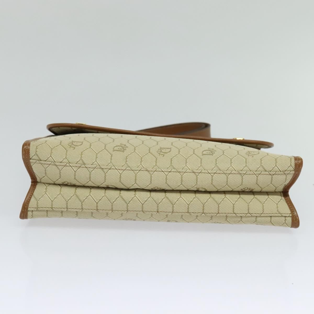 Christian Dior Vintage Honeycomb Shoulder Bag Canvas and Leather, BEIGE, CANVAS, Shoulder bag