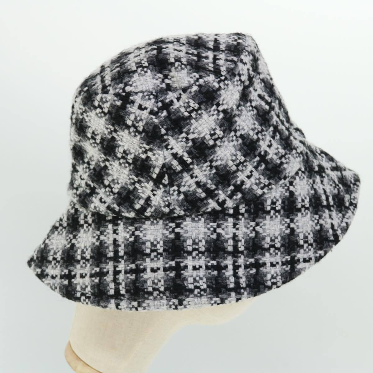 Chanel Beaded CC Bucket Hat Wool, WHITE, WOOL, Head accessory