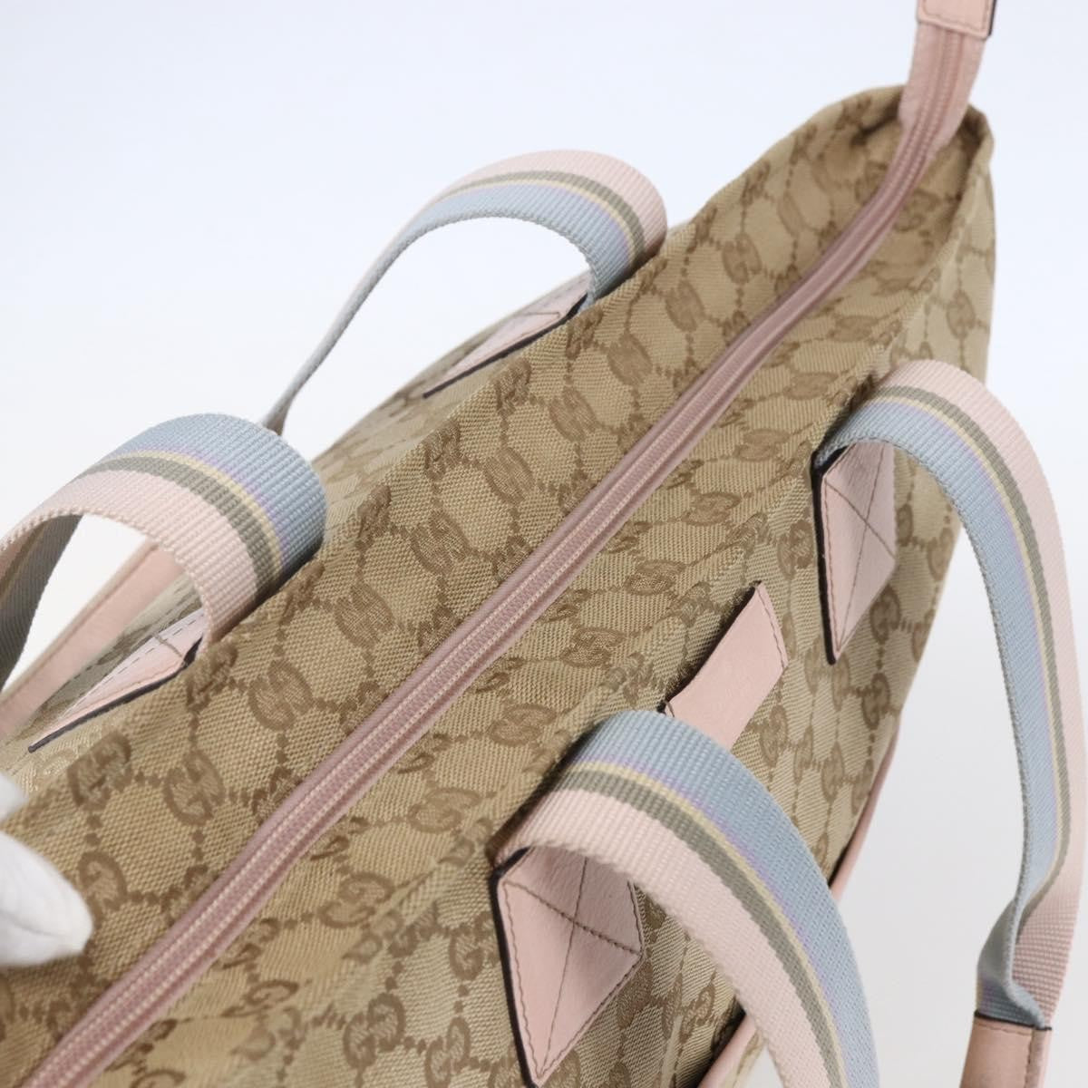 Gucci Diaper Web Strap Tote GG Canvas, BEIGE, CANVAS, Tote bag