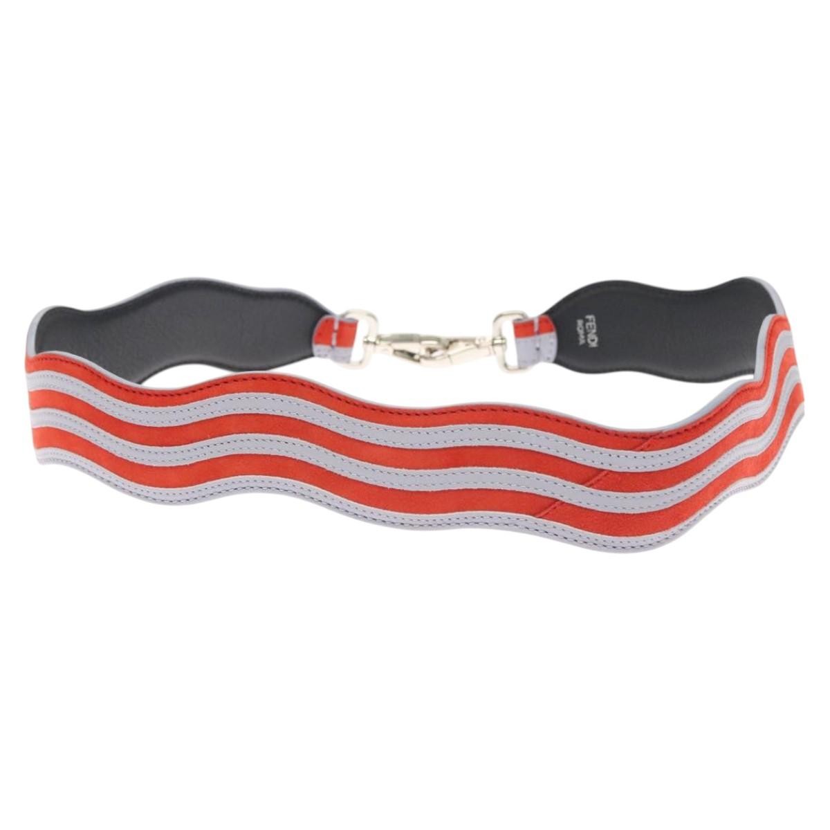 Fendi Zig Zag Shoulder Strap Leather, ORANGE, LEATHER, Straps