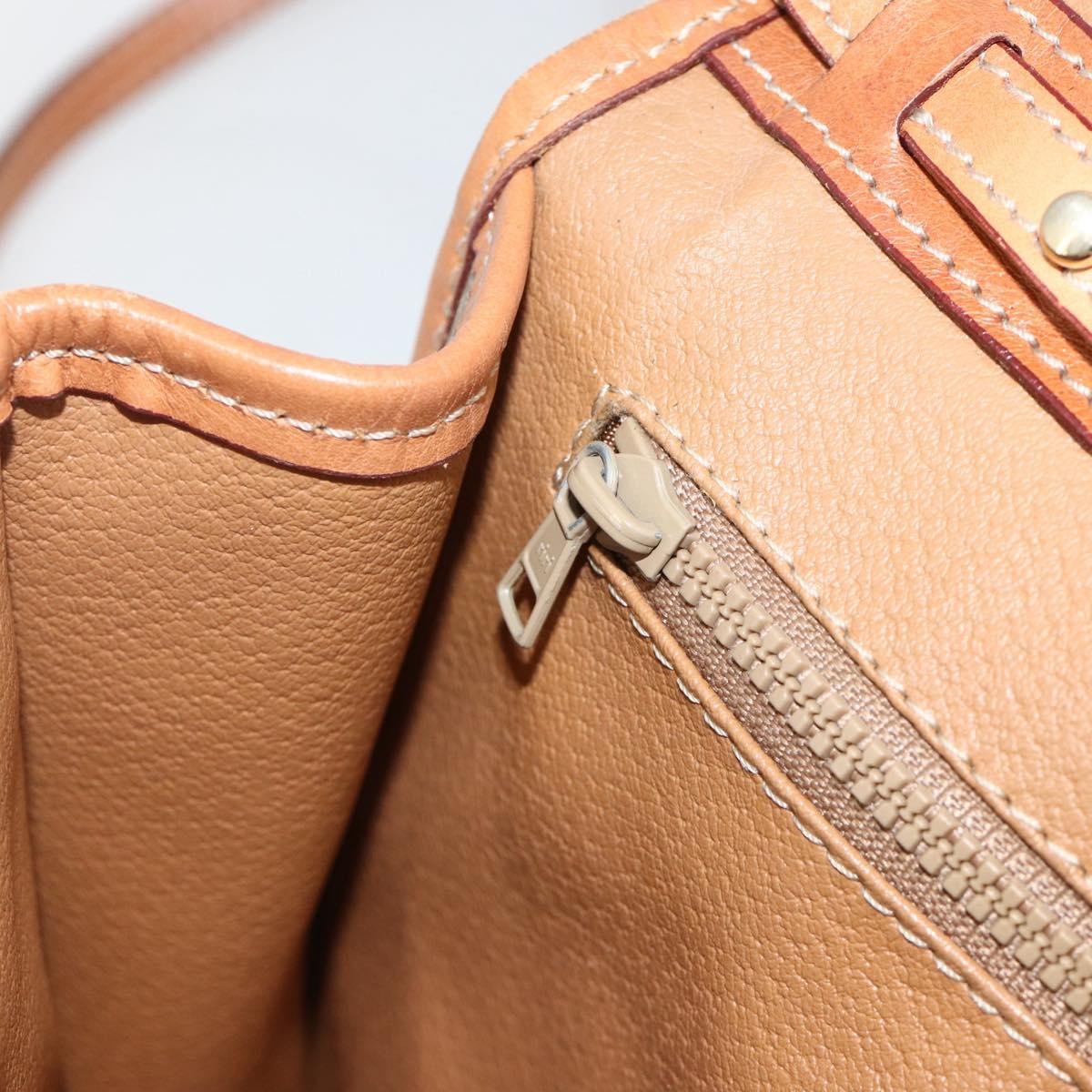Celine Vintage Macadam Circle Logo Shoulder Bag Canvas and Leather, Beige, Canvas, Shoulder Bag
