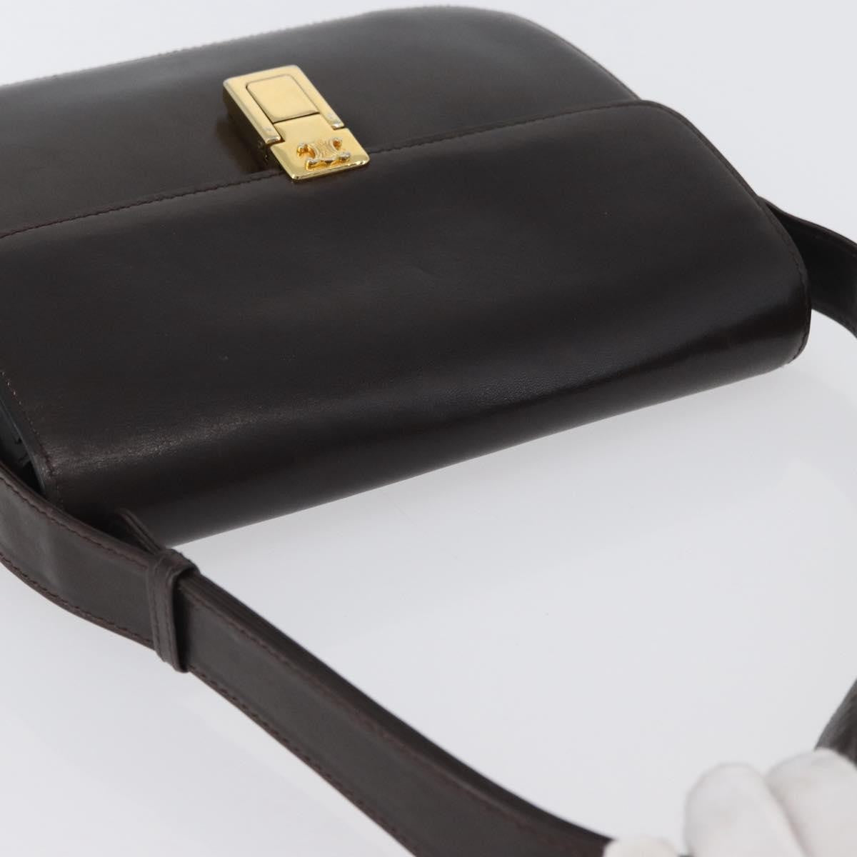 Celine Vintage Shoulder Bag Leather, BROWN, LEATHER, Shoulder bag
