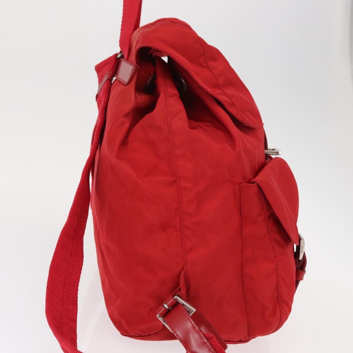 Prada Double Front Pocket Backpack Tessuto, Red, Nylon, Backpack