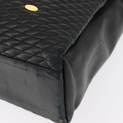 Bally Vintage Tote Bag Quilted Leather, Black, Leather, Tote Bag