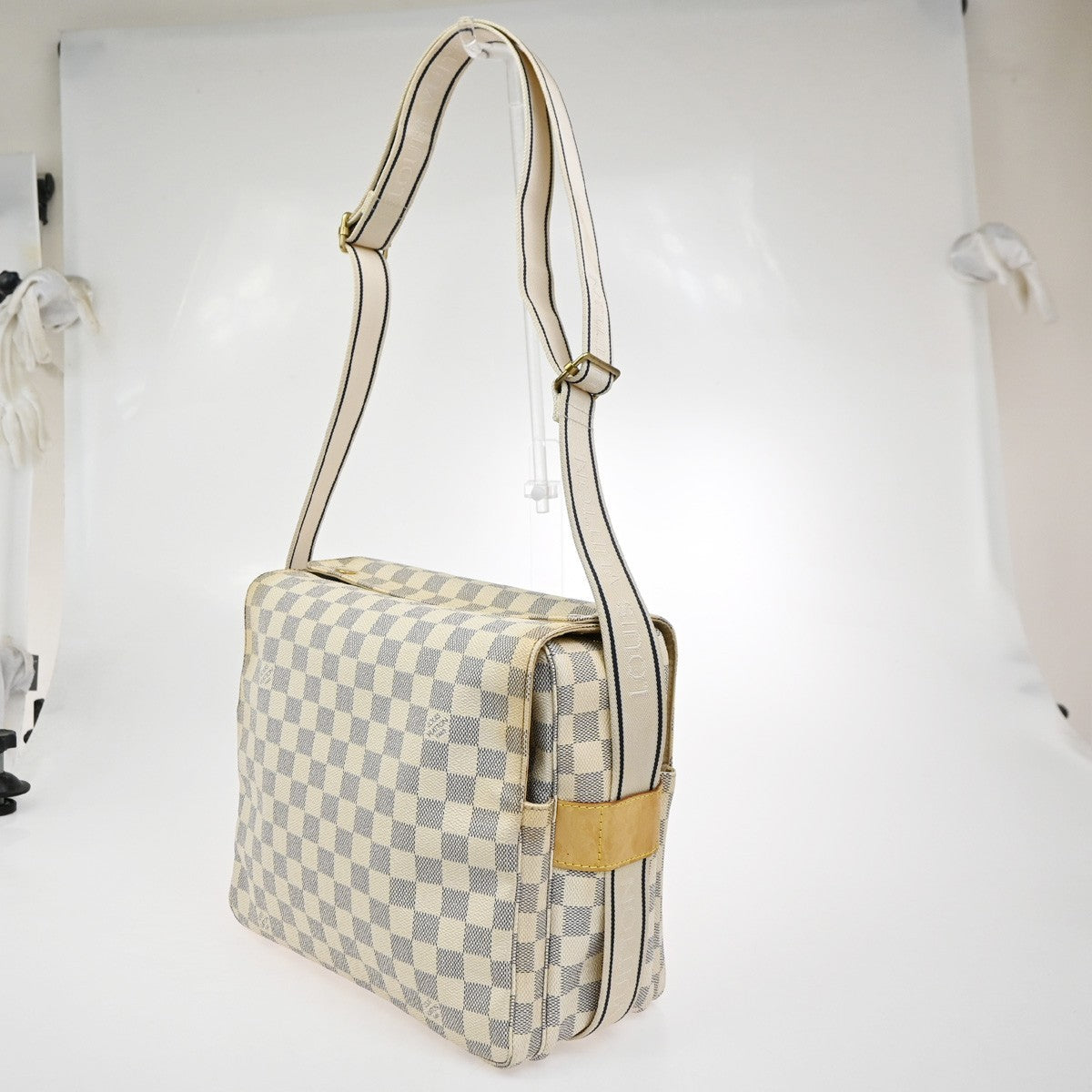 Louis Vuitton Naviglio Handbag Damier, WHITE, CANVAS, Shoulder bag