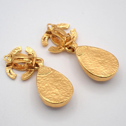 Chanel CC Teardrop Earrings Metal with Faux Pearl, Gold, Gold Plated, Earrings