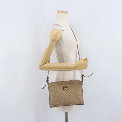 Celine Vintage Macadam Shoulder Bag Canvas and Leather, BEIGE, CANVAS, Shoulder bag