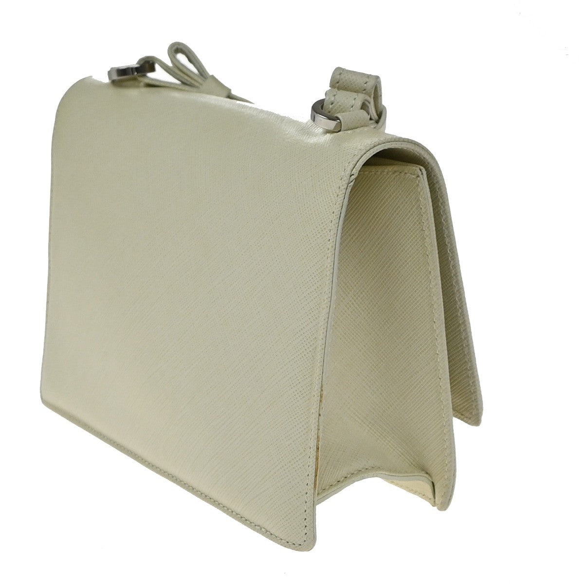Salvatore Ferragamo Gancini Shoulder Bag Leather, WHITE, LEATHER, Shoulder bag
