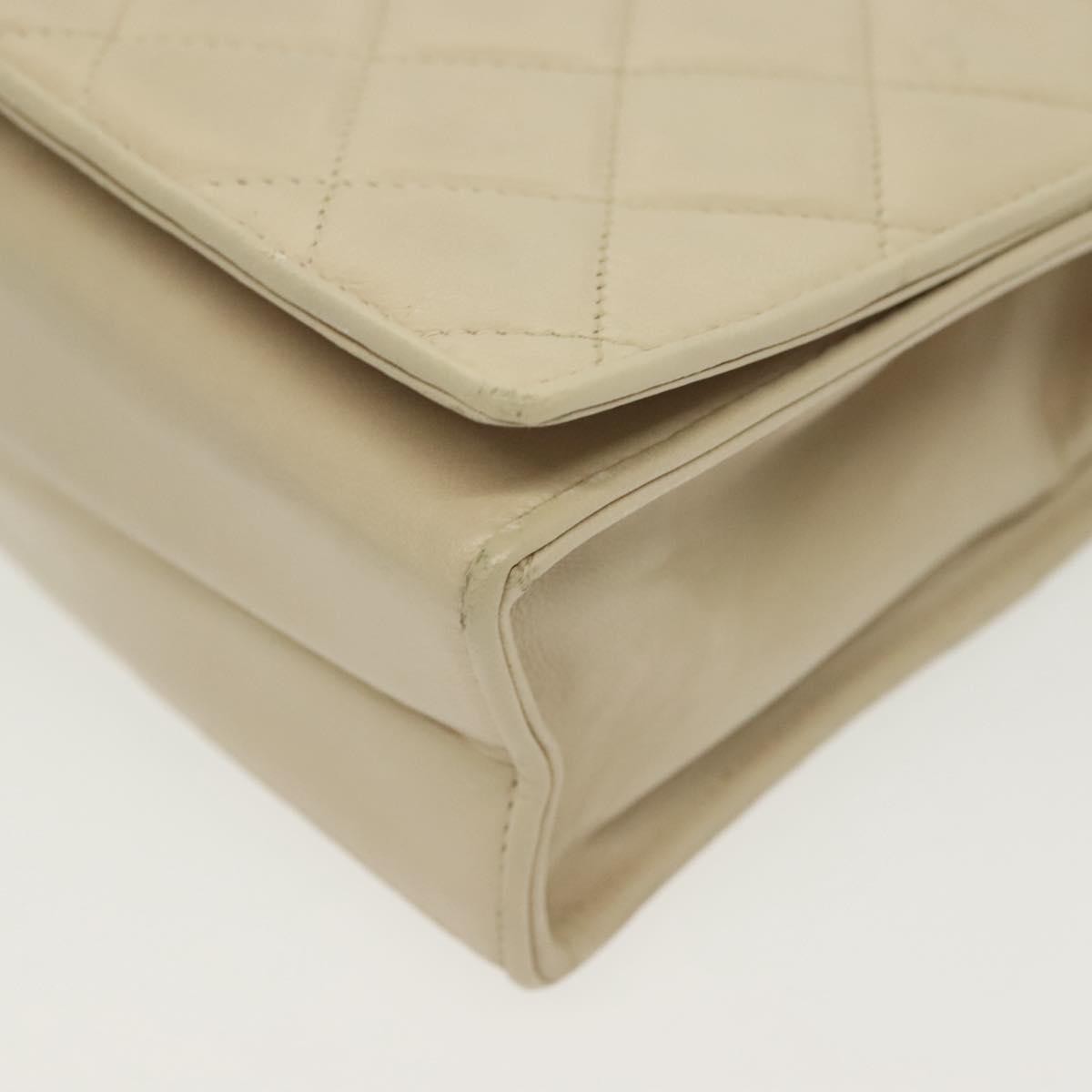 Chanel Vintage CC Full Flap Bag Quilted Lambskin, BEIGE, LEATHER, Shoulder bag