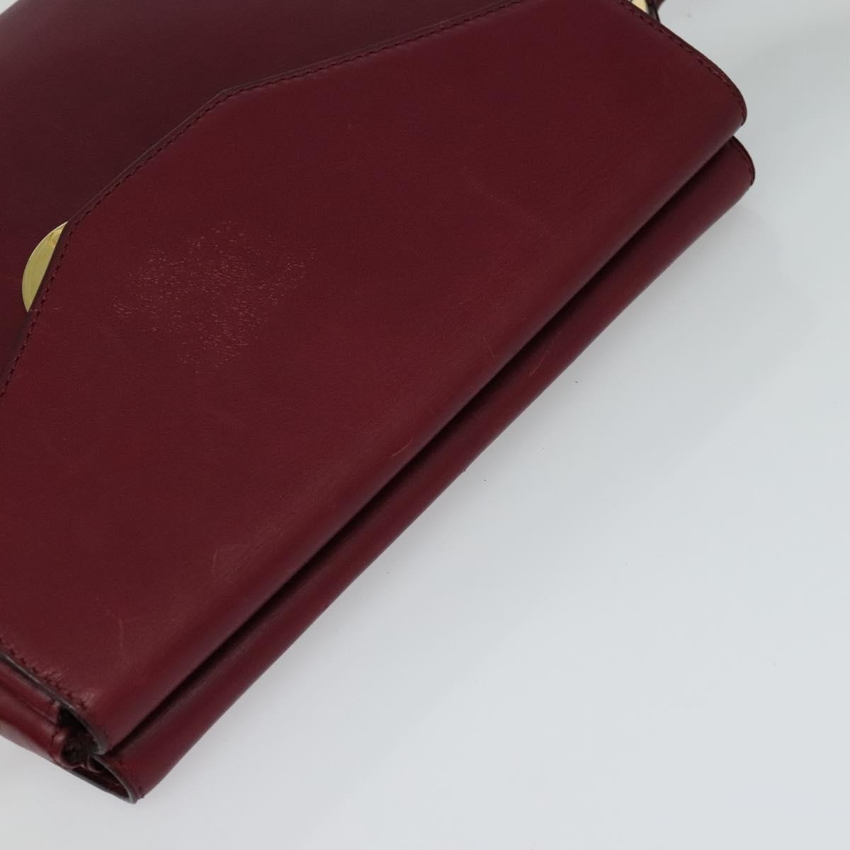 Celine Circle logo Leather, BURGUNDY, LEATHER, Shoulder bag
